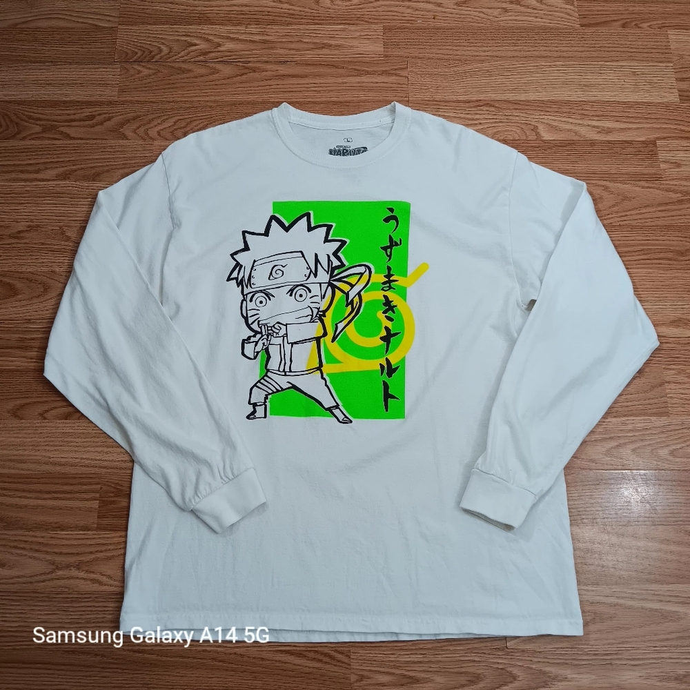 Vintage Naruto Shippuden T Shirt Size Large White Long Sleeve Anime